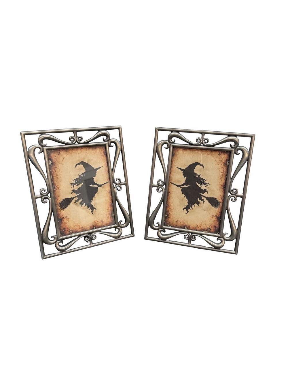 Upcycled Halloween Witch Wall Art 2 Handmade Gothic Vintage Decor Silhouette
